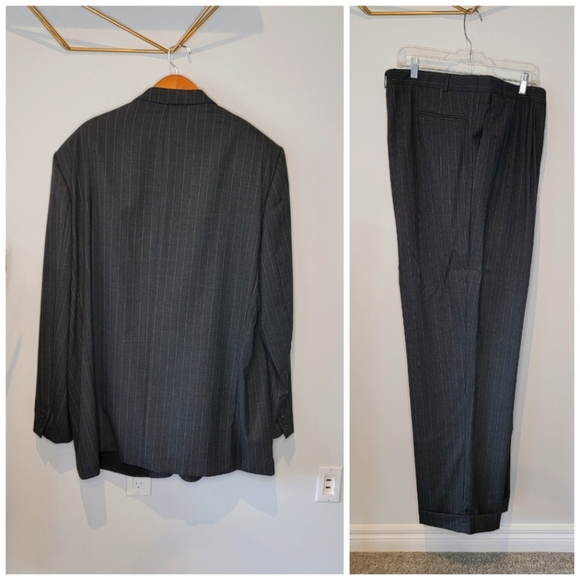 Custom Made 2-Piece Suit, Big & Tall Size 54X, Pinstripe - Picture 2 of 15